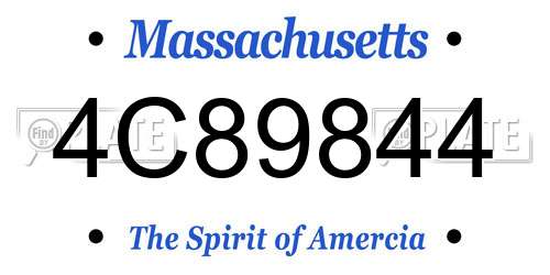 4C89844 Massachusetts License Plate