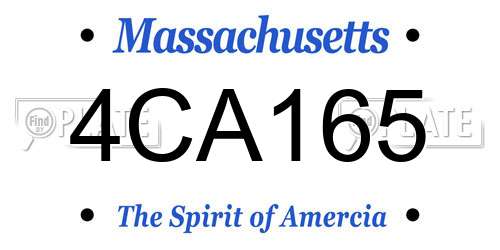 4CA165 Massachusetts License Plate