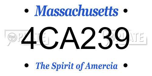 4CA239 Massachusetts License Plate