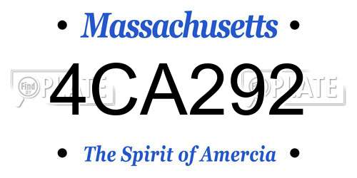 4CA292 Massachusetts License Plate