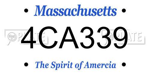 4CA339 Massachusetts License Plate