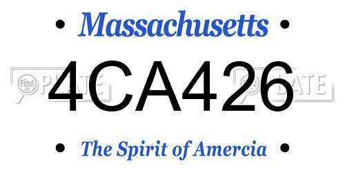 4CA426 Massachusetts License Plate