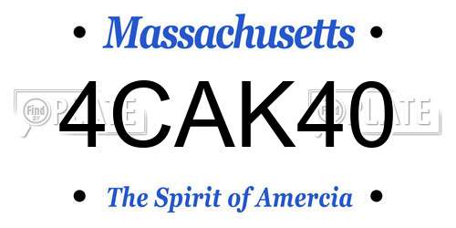 4CAK40 Massachusetts License Plate