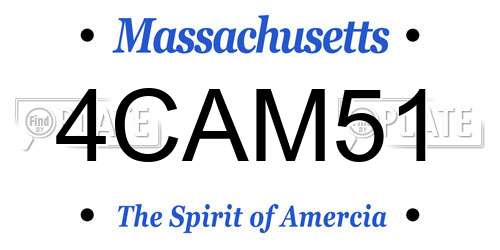 4CAM51 Massachusetts License Plate