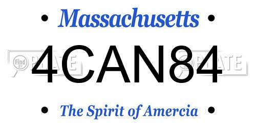 4CAN84 Massachusetts License Plate
