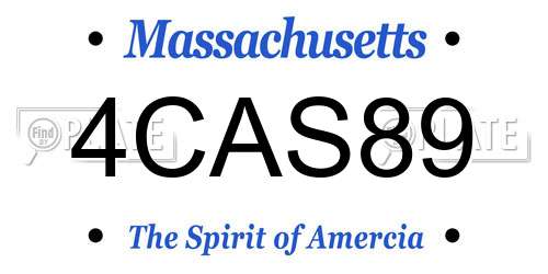 4CAS89 Massachusetts License Plate
