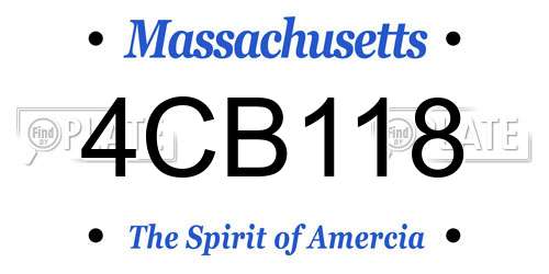 4CB118 Massachusetts License Plate