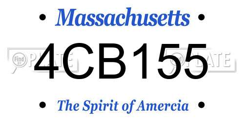 4CB155 Massachusetts License Plate