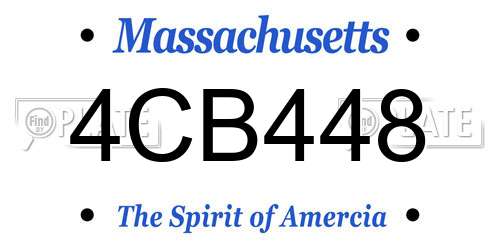 4CB448 Massachusetts License Plate