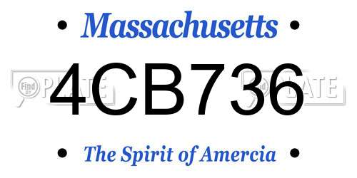 4CB736 Massachusetts License Plate