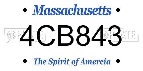 4CB843 Massachusetts License Plate