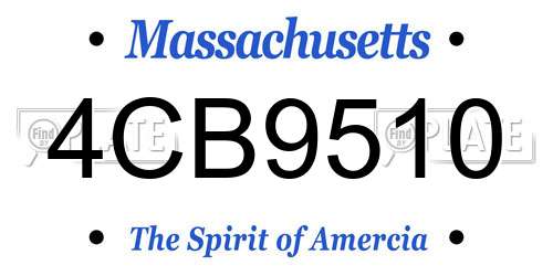 4CB9510 Massachusetts License Plate