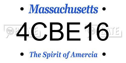 4CBE16 Massachusetts License Plate