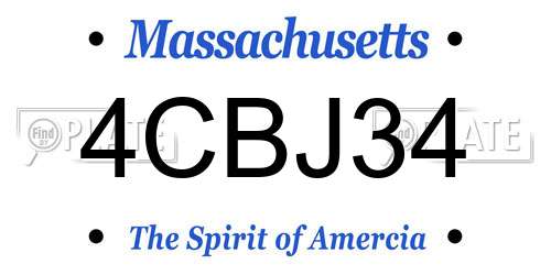 4CBJ34 Massachusetts License Plate