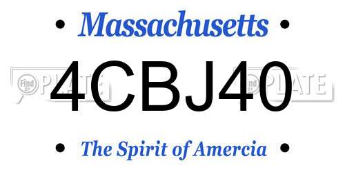 4CBJ40 Massachusetts License Plate