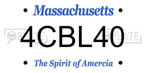 4CBL40 Massachusetts License Plate