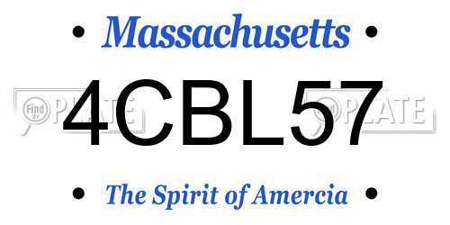 4CBL57 Massachusetts License Plate