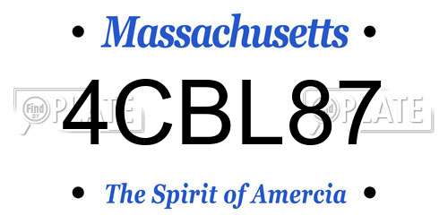 4CBL87 Massachusetts License Plate