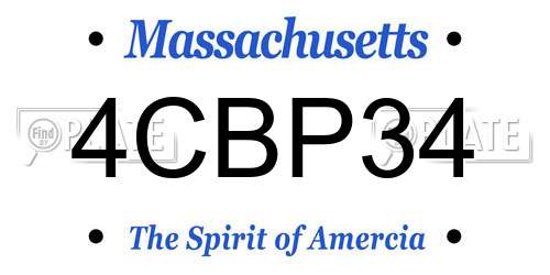 4CBP34 Massachusetts License Plate