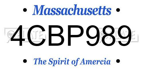 4CBP989 Massachusetts License Plate