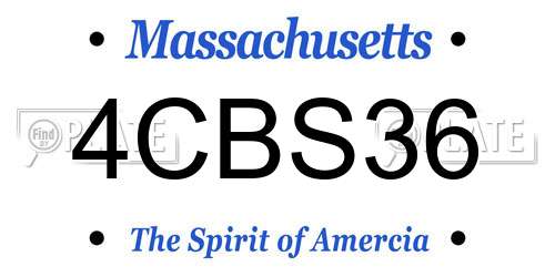 4CBS36 Massachusetts License Plate