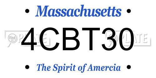 4CBT30 Massachusetts License Plate