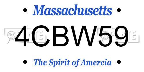 4CBW59 Massachusetts License Plate
