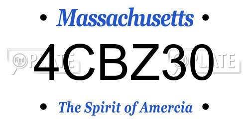 4CBZ30 Massachusetts License Plate