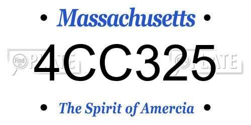 4CC325 Massachusetts License Plate