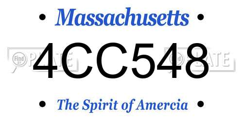 4CC548 Massachusetts License Plate
