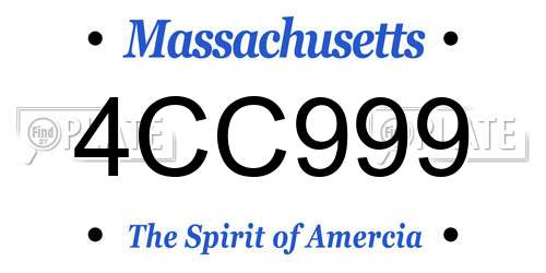 4CC999 Massachusetts License Plate