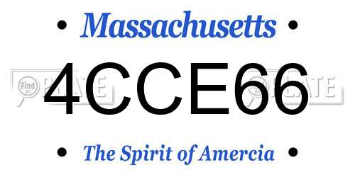 4CCE66 Massachusetts License Plate