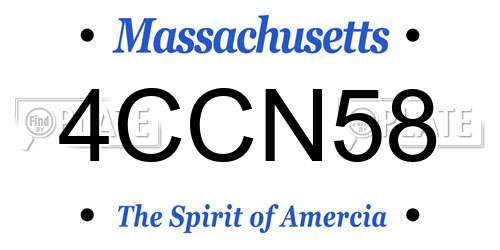 4CCN58 Massachusetts License Plate