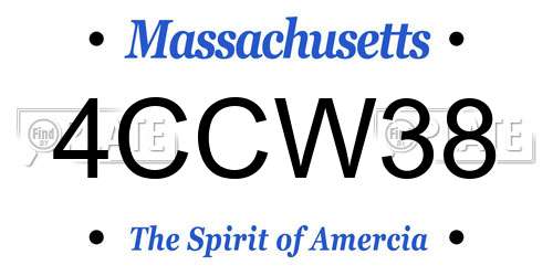 4CCW38 Massachusetts License Plate