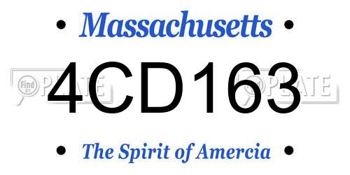 4CD163 Massachusetts License Plate