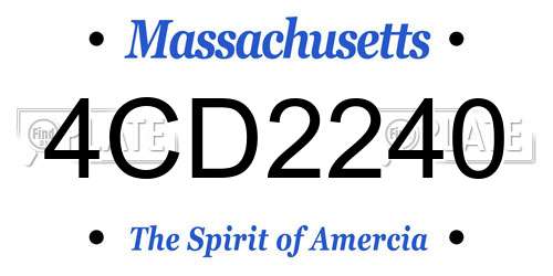 4CD2240 Massachusetts License Plate