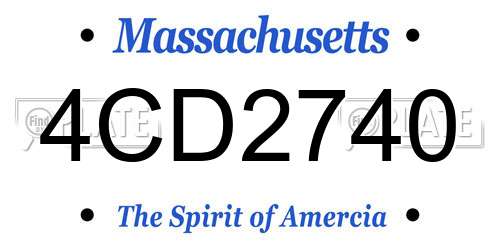4CD2740 Massachusetts License Plate