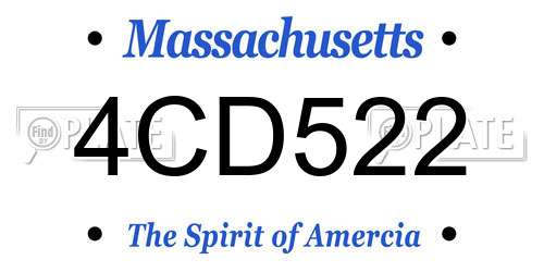 4CD522 Massachusetts License Plate