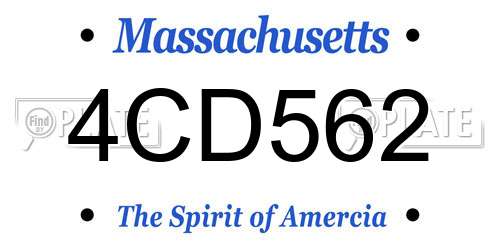 4CD562 Massachusetts License Plate