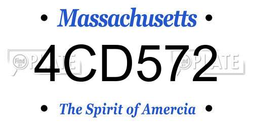 4CD572 Massachusetts License Plate