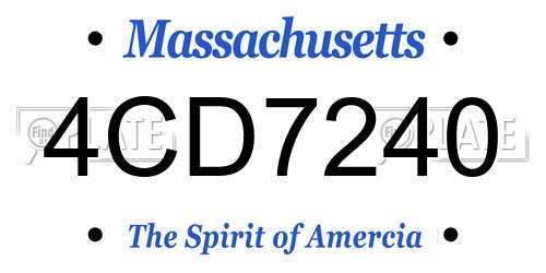 4CD7240 Massachusetts License Plate