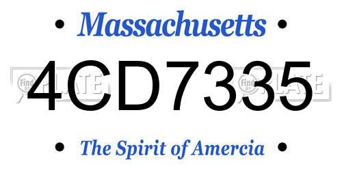 4CD7335 Massachusetts License Plate