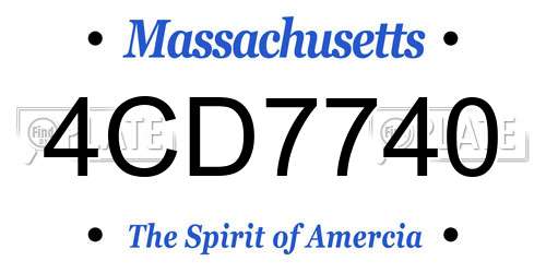 4CD7740 Massachusetts License Plate