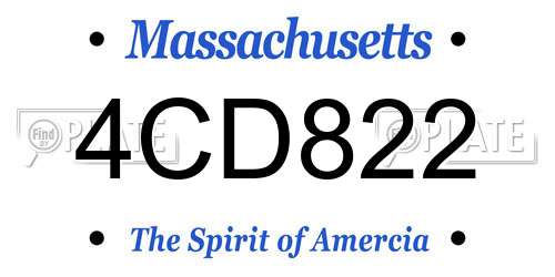 4CD822 Massachusetts License Plate