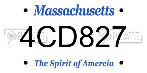 4CD827 Massachusetts License Plate