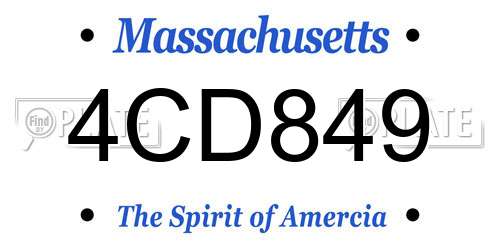 4CD849 Massachusetts License Plate