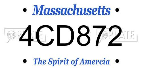 4CD872 Massachusetts License Plate