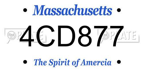 4CD877 Massachusetts License Plate