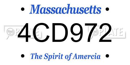 4CD972 Massachusetts License Plate