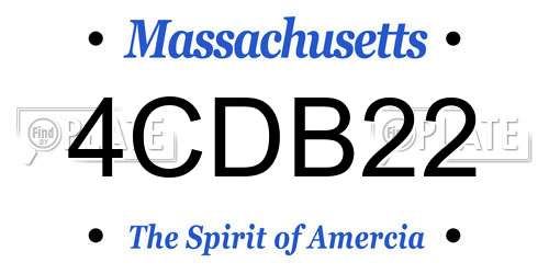 4CDB22 Massachusetts License Plate